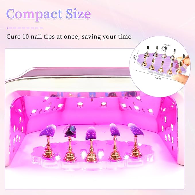ANGNYA Nail Stand for Press on Nails Display, Magnetic Press on Nail Stand with 200 PCS Reusable Adhesive Tapes, Nail Tips Practice Painting Holder for DIY Nail Art Tools