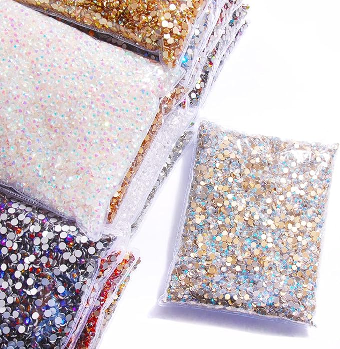 Hisenlee 14400PCS Rhinestone SS3-SS20 Crystal Gems 9 Sizes Wholesale Nail Art Rhinestone Flatback Round Glass Diamond for Crafts (SS12, Blue Flame)