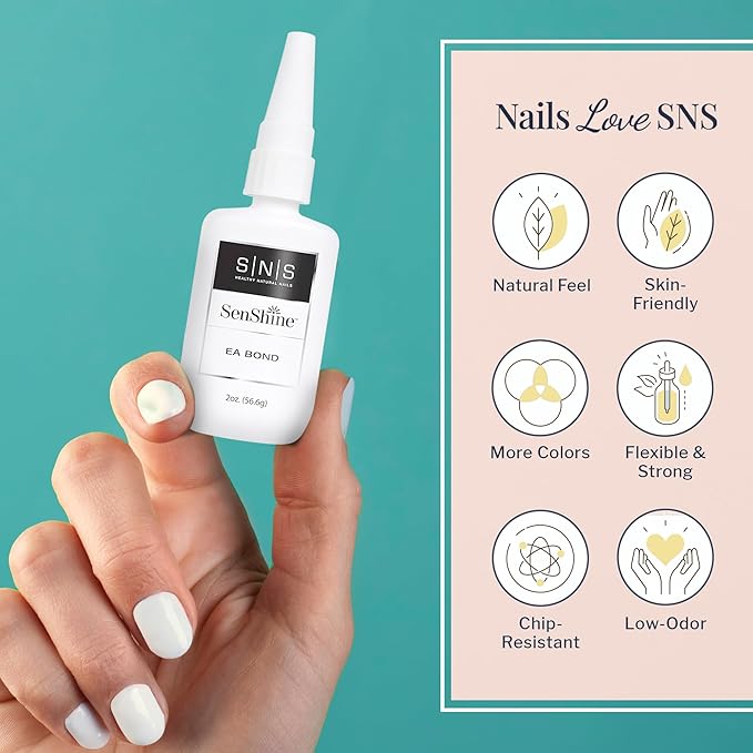 SNS Nail Polish for Nail Dip Powder, SenShine EA Bond Refill - Improves Adhesion of Dip Powder Manicure for Oilier Nails - Gel Nail Polish That Supports Nail Health - No UV Lamp Required - 2 FL OZ