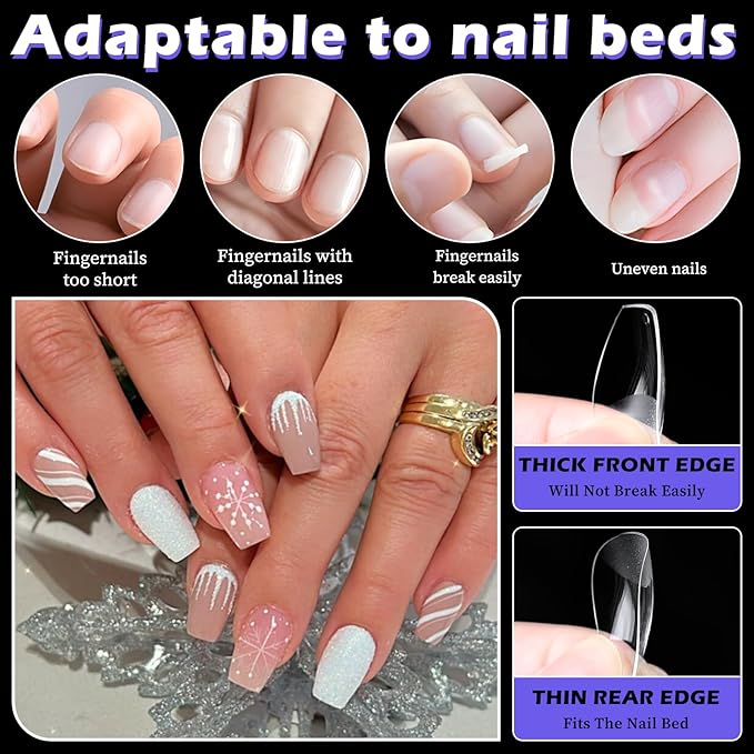 240pc Coffin Gel Nail Tips Short Fake Nails Clear Press ons Nail, Extra Short Coffin Nails Tips Acrylic Nails Extension Soft Gel Nails Tip Full Cover XS False Nail Clear Artficial Fingernails