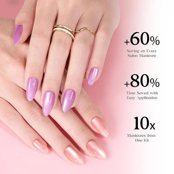 Beetles X Press Cat Eye Nails - Bubble Aurora | 7 Colors Medium Almond Press On Nails | 16 Sizes 224 Pcs Natural Salon Quality Soft Nail Gel Art DIY For Women