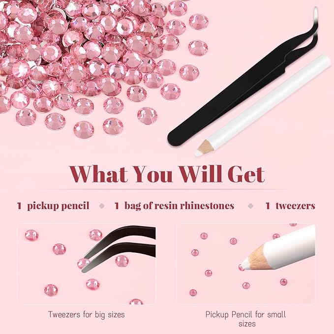 4000PCS 5mm Resin Rhinestones in Bulk (Light Pink), Bedazzling Flatback Crystals Rhinestones for Crafting DIY Nail Decoration, Gems Diomand Charms for Tumbler Shoes Clothing Fabric