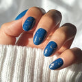 Harry Potter™ x Glamnetic Press On Nails - Luna Lovegood™ | Blue Moon & Star Celestial 3D Graphic Short Oval Nails in a Glossy Finish | 15 Sizes - 30 Nail Kit with Glue