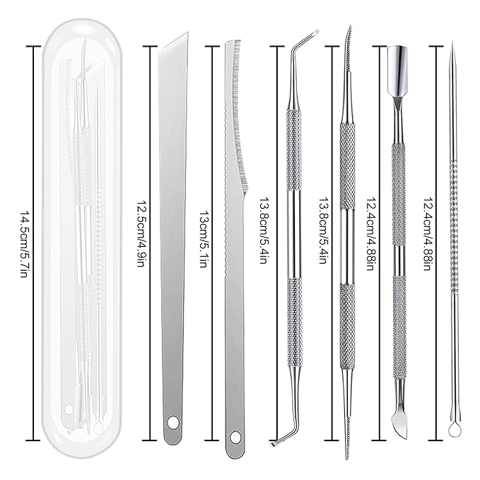 6pcs Ingrown toenail Tool, Toenail File and Lifters, Professional Surgical Stainless Steel Ingrown Toenail Removal Tool Kit, Under Nail Cleaner Tools Pain Relief(Natural color)