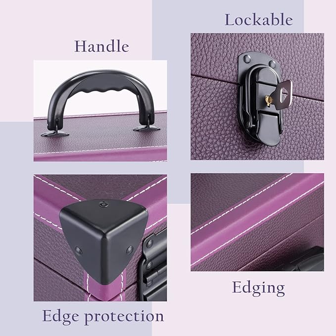 FRENESSA Rolling Nail Case Wheeled Manicure Storage Case Polish Organizer Professional Makeup Trolley for Studio or Travelling Nail Technician Artists Cosmetologist Stylist - Vegan Leather
