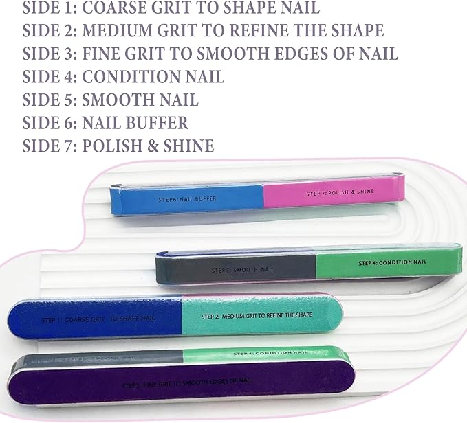 Nail Files and Buffers,Nail Buffer Block,Buffer Nail File and Set,Reusable 7 Way and 180/240 Grit Nail File