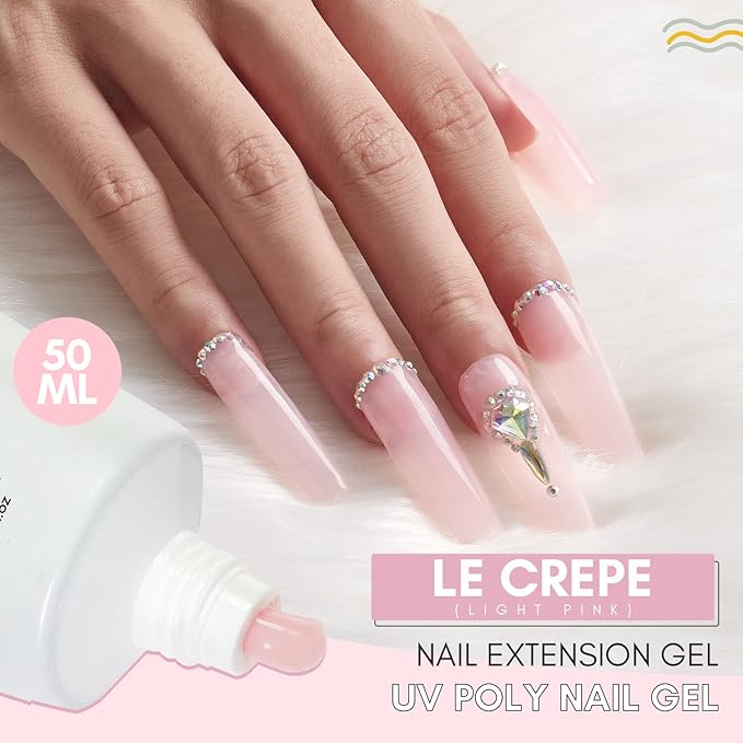 Makartt Hema-Free Poly Nail Gel Light Pink,50ML Builder for Extension, Strengthener, Hard Gels for Nails, Beauty Gift Trendy Manicure Design Salon DIY at Home