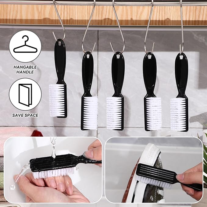 Patelai 200 Pcs Handle Grip Nail Brush Bulk Fingernail Brushes Pedicure Brush for Feet, Toes and Cleaning Fingernail(Black)