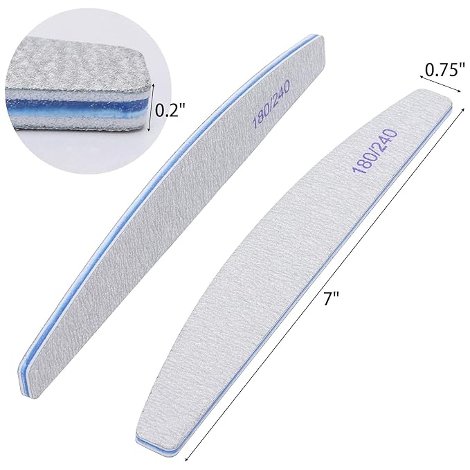 100 Pieces 180/240 Grit Nail Files for Natural Nails, Nail Buffers Double Sided Emery Boards