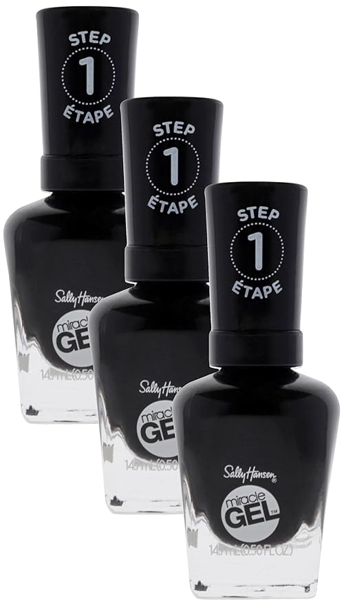 Sally Hansen Miracle Gel Nail Polish, Shade Onyx-pected 849 (Packaging May Vary) (Pack of 3)