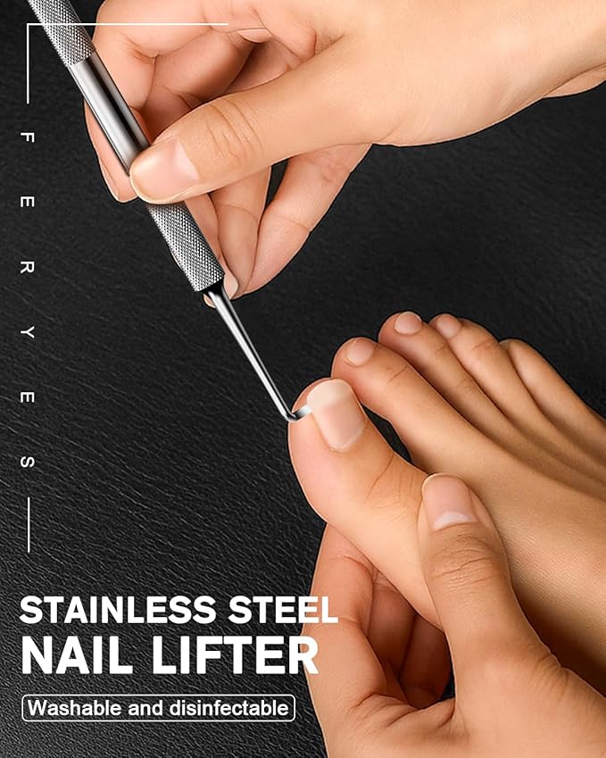 FERYES Long Toe Nail Files for Thick Nails with Dual-Ended Ingrown Toenail Lifter and Cleaning Durable and Efficient Heavy Duty Nail Care Tool