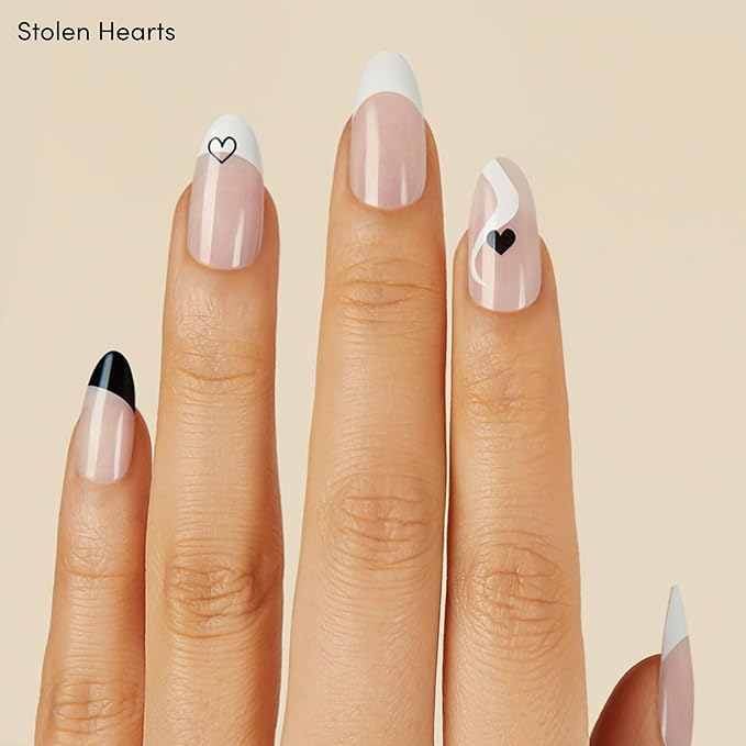 Dashing Diva Nailbliss Gel Manicure Bundle - Queen of Hearts Collection - Salon Quality, Easy to Apply and Chip Resistant - Contains 2 Sets of 30 Medium Length, Almond Shaped, Glue On Gel Nails