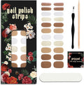 Nail Polish Strips (No UV Lamp Needed) - 22 Pcs Salon Quality Gel Nail Stickers - Long Lasting Wraps (Sepia Tone Brown)