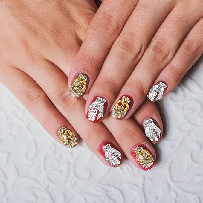 40pcs Nail Alloy Jewelry Manicure Stickers Nail Decor Nail Tip Nail Charm Skull Head Nail Paste Nail Art Jewelry Decor Jewelry with Diamond Nail Decals Cellphone Decor