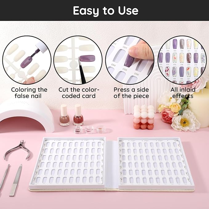 Segbeauty 120 Colors Nail Polish Display Book, Nail Color Chart with 120 False Nail Tips, Professional Nails Gel Card Board Nails Salon Practice Design Display Chart for DIY Fingernail Art