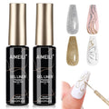 AIMEILI Nail Art Liner Gel Polish, Hema Free, Cruelty Free, Vegan, Silver Bronze Gold Nail Paint Build in Thin Brush for Swirl French Tips Manicure DIY