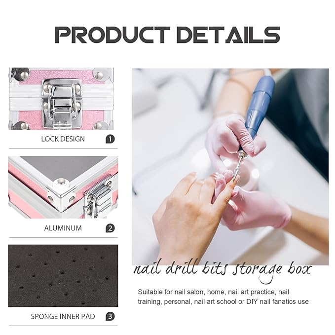 Beaupretty Nail Drill Grinding Bit Holder Box- Drill Bit Case Stand Displayer Acrylic Manicure Grinding Head Display Box