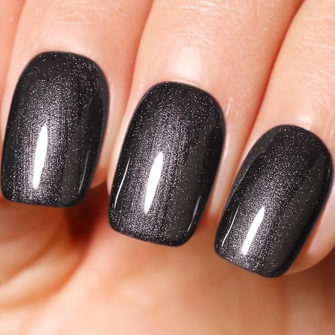Pearl Gel Polish, 0.5 Fl Oz Black Glitter Pearl Gel Nail Polish Sparkle Shimmer Fall Winter for Art DIY Manicure Soak off LED UV