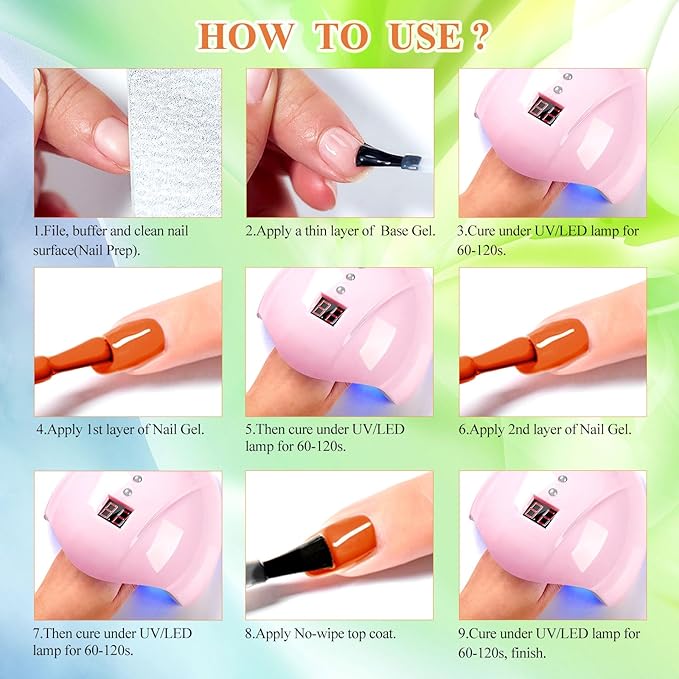MTSSII Gel Nail Polish Set, 12PCS Pastel Green Pink Gel Nail Polish Kit, Soak Off UV/LED Nail Polish Nail Art Design Salon Home Gifts for Women