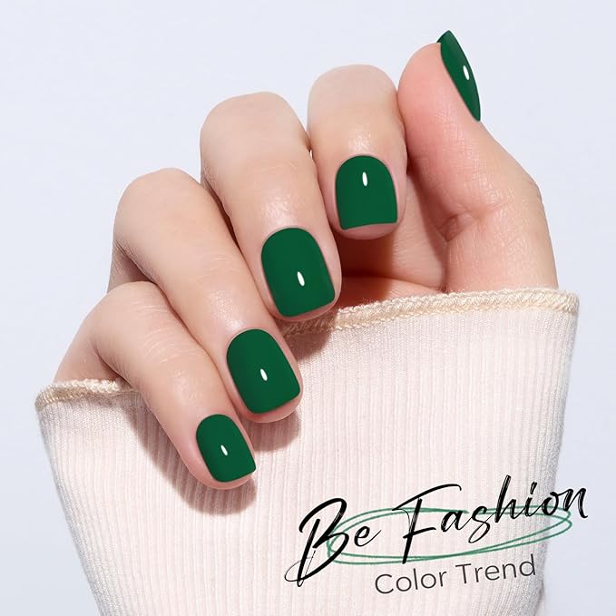 Modelones Extra Short Press on Nails, Jade Green Squoval Fake Nails, Reusable Nail Kit with Nail Glue Adhesive Tabs Mini Nail File, Nails Press Ons 32Pcs 16 Sizes, Spring Women Girl Gift