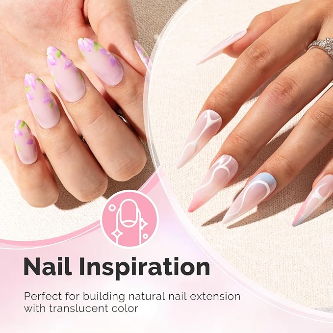MelodySusie Builder Nail Base Gel Pink Builder Gel for Nails Thickening, Soak Off UV Gel,Extension Gel Rhinestone Nail Glue Gel in a Bottle for Nail Art Design Gift for Women-76