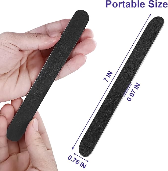 Emery Board Nail Files (100 Pack), 100/180 Grit Wooden Nail File for Natural Nails, 7 Inches Emory Filers Manicure Tool Set Disposable Nail File for Home Salon Black