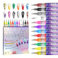 12 Colors Nail Art Pens Set With 500PCS Nail Form,New Nail Art Markers Polish Pen for Women Everyone, Nail Art Tools for Dotting Drawing Painting Point Liner DIY (1 set)