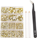 NCB 8000pcs Non Hotfix Rhinestones 10 Sizes Flatback Crystal Glass Rhinestones with Tweezers and Picking Pen for Nail Art Clothes Bags Phone Decorations Crafts DIY (011 Jonquil Mix SS3-SS30)