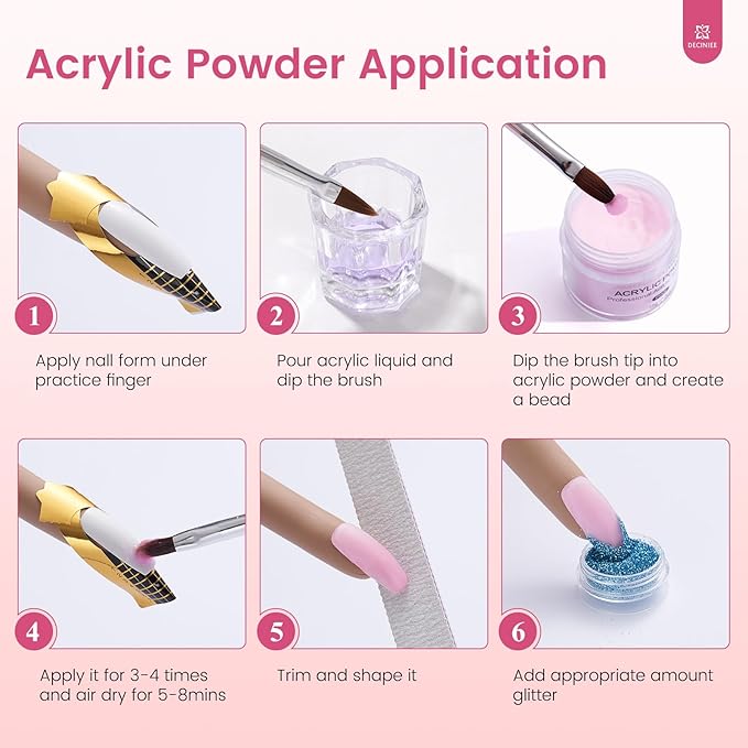 Practice Hand for Acrylic Nails Kit: Silicone Hand for Nail Practice with Nail Kit for Beginners - Bendable Training Fake Hand Manicure Acrylic Powder Set for Salon Home