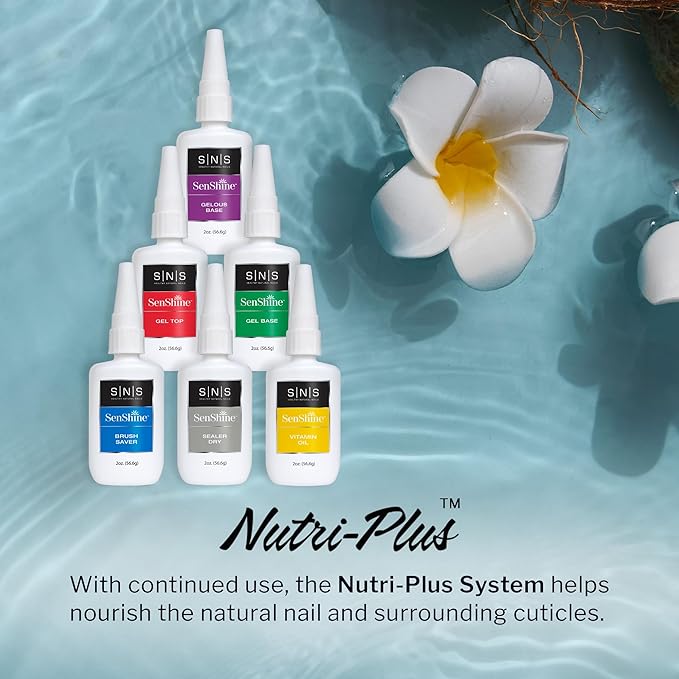 SNS Base Coat Nail Polish for Nail Dip Powder Set, SenShine Refill Bottles (7 Pack) - Long-Lasting & Fast-Drying Nail Strengtheners Gel Base - No UV Lamp Required - 2 FL OZ