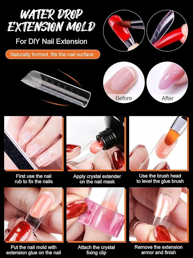EBANKU 120PCS Dual Nail Forms Matte Poly Gel Nail Molds Square Full Cover Coffin Nail Tips Extension Forms 12 Sizes for Toenail Manicure Nail Art Design Salon&DIY
