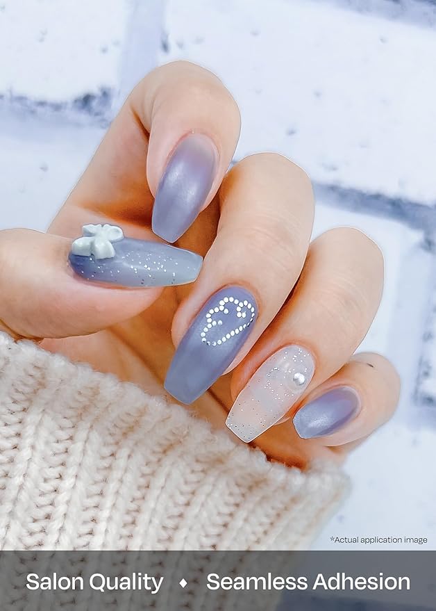 ohora Semi Cured Gel Nail Strips (N Sugar Wing) - Works with Any Lamps, Salon-Quality, Long Lasting, Easy to Apply & Remove - Includes 2 Prep Pads, Nail File & Wooden Stick