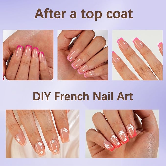 Misssix French Tip Press On Nails, 150Pcs French Gel Nail Tips, Short Square Soft Gel Fake Nails, X-BASIC Tips Starter Kit for Nail Art DIY 15 Sizes