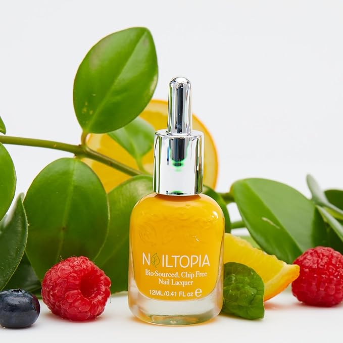 Nailtopia - Plant-Based Chip Free Nail Lacquer - Non Toxic, Bio-Sourced, Long-Lasting, Strengthening Polish - Glow Up (Vibrant Mustard Yellow) - 0.41oz