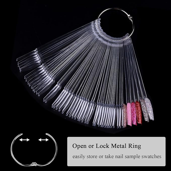 Clear Nail Swatch Sticks with Number Stickers, 50 Pcs Ballerina Nail Sample Swatches for Gel Polish Color Display Practice Nails muestrario de colores para uñas Manicure Supplies