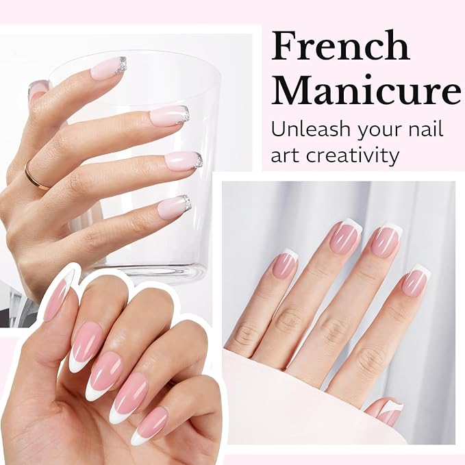 AZUREBEAUTY French Tip Stamp, 6Pcs French Tip Tool, Soft Silicone Nail Stamper, 2 in 1 French Manicure Kit with Nail Stamp Heads, Scraper and Replacement Heads, Nail Art Tools for Home DIY Salon