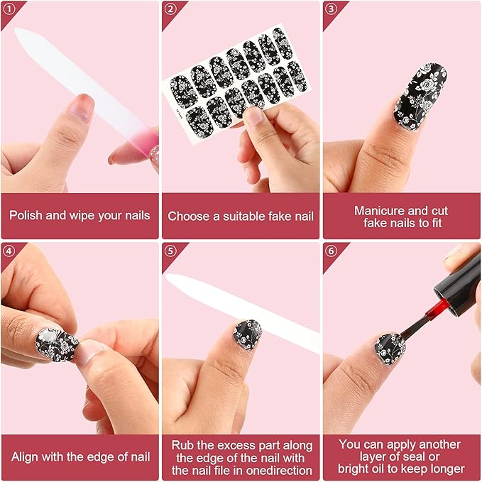168 Pcs 12 Sheets Full Wraps Nail Polish Stickers Flower Print Self-Adhesive Nail Decal Strips with File Manicure Kits Colorful Flower Full Cover Decal Strips for Women DIY Decoration(Classic Style)