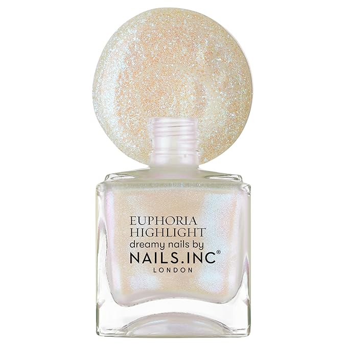 Nails Inc Euphoria Highlight, Make It Mythical, Pearl Shimmer, No Chip, Long Lasting, Quick Dry, Air Dry, Professional Manicures & Pedicures, Fingernails & Toenails, Vegan Nail Polish, 0.47 Fl Oz
