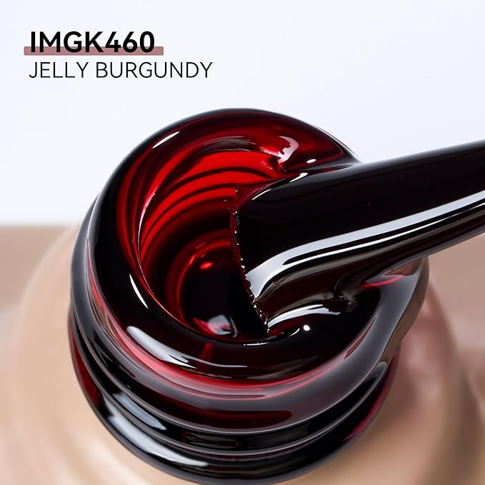 MAYCHAO 15ML Jelly Burgundy Gel Nail Polish 1Pc Jelly Wine Red Gel Polish Soak Off UV LED Nail Polish Nail Art Starter Manicure Salon DIY at Home, 0.5 OZ