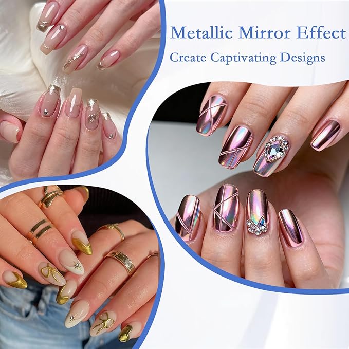 SIUSIO 16 Jars Chrome Nail Powder Nail Art Glitter Decoration Metallic Mirror Effect Holographic Aurora Pearl Mermaid White Pigment Powder Kit for Resin Craft Nail Art - Aurora Phantom