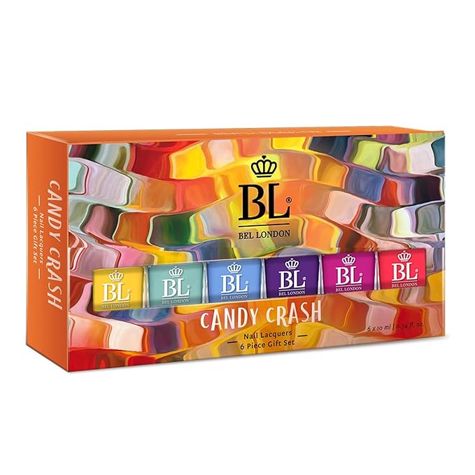 BL Candy Crash Luxury 6 Pack Nail Polish Set - The Queen Of Deluxe Nail Polish Sets - The Perfect Set For The Perfect Manicure - A Professional Quality Quick Dry Nail Polish Set