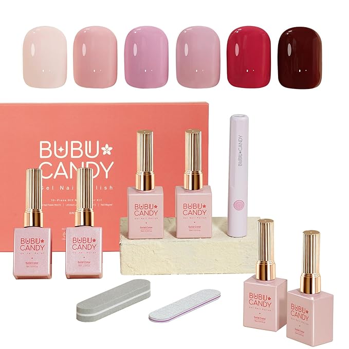 Gel Nail Polish Set Rose Coast 6 Pcs 15ml-with LED Light & Rubbing Strips , HEMA & TPO Free, DIY Manicure Kit with Glossy & Matte Finishes, Christmas New Year Gift for Women
