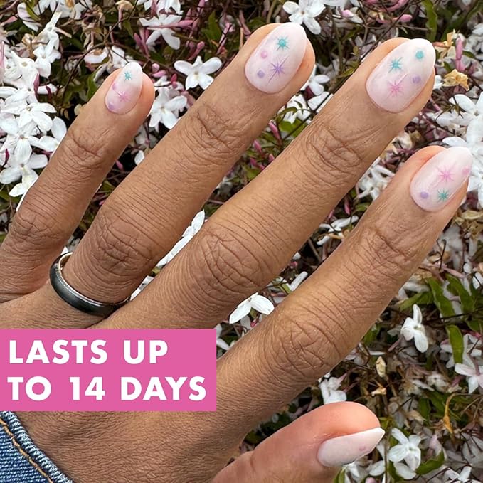 Olive & June Maximalist Instant Mani Press-On Nails (Glue) | 42 Fake Nails, 21 Sizes | Non-Toxic, Long-Lasting Big, Bold Gorgeous Realistic Look | Salon-Quality | Short, Almond | Sparkle Party