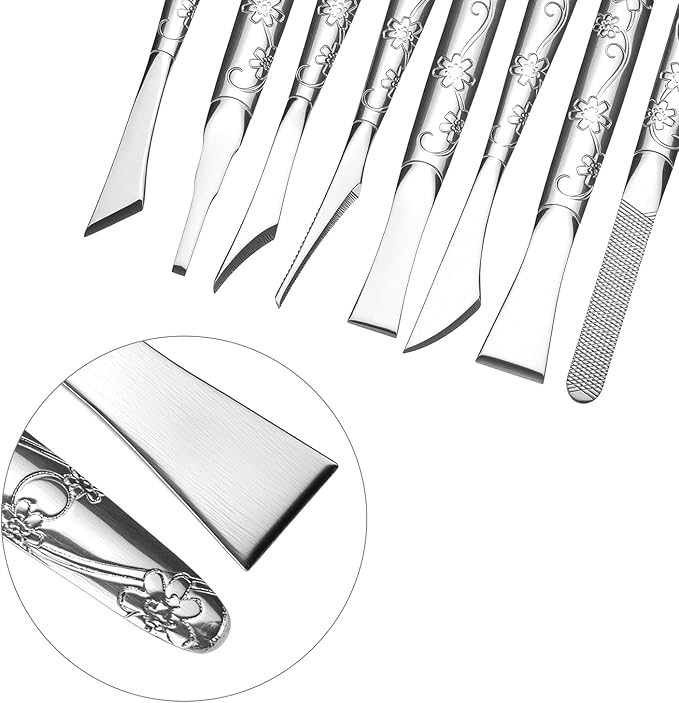 QWORK Ingrown Toenail Tool, 8 Pcs Foot Shaver Pedicure Tool, Stainless Steel Dead Skin Removal Kit, for for Ingrown Foot Fingernail Care