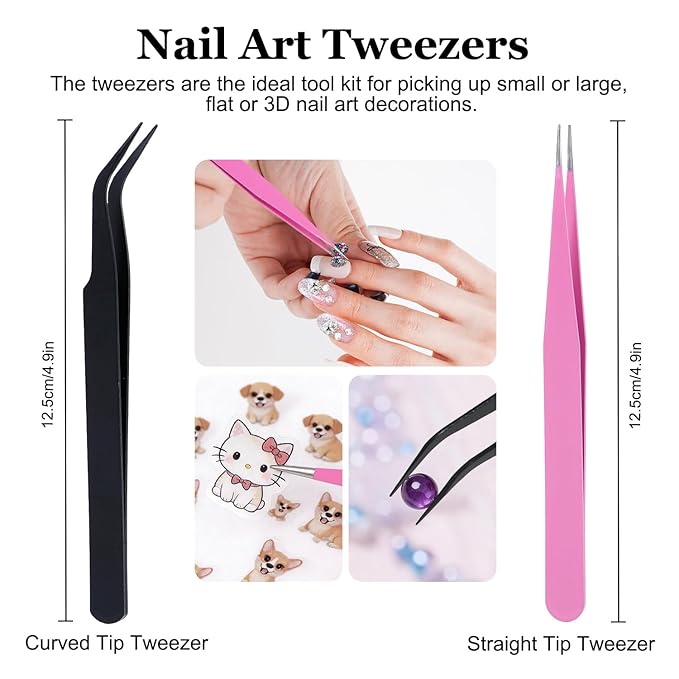 14 Pcs Rhinestone Picker Tool Nail Art Design Bedazzling Dotting Tool Rhinestone Applicator Diamond Jewel Gem Picker Tool With Wax Pencil and 2 Nail Art Tweezers