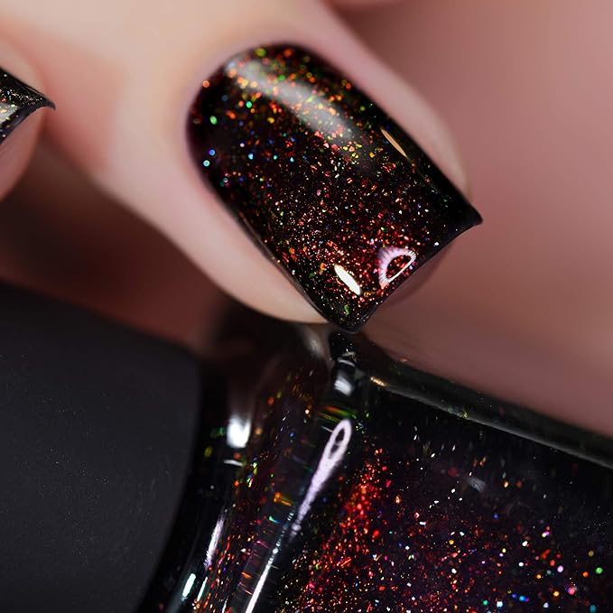 ILNP Underground - Deep Black Holographic Shimmer Jelly Nail Polish
