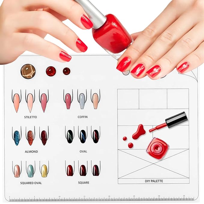 Nail Practice Mat, Silicone Nail Training Sheet for Stamping Nail Art Decal Salons Home DIY Manicures Tool