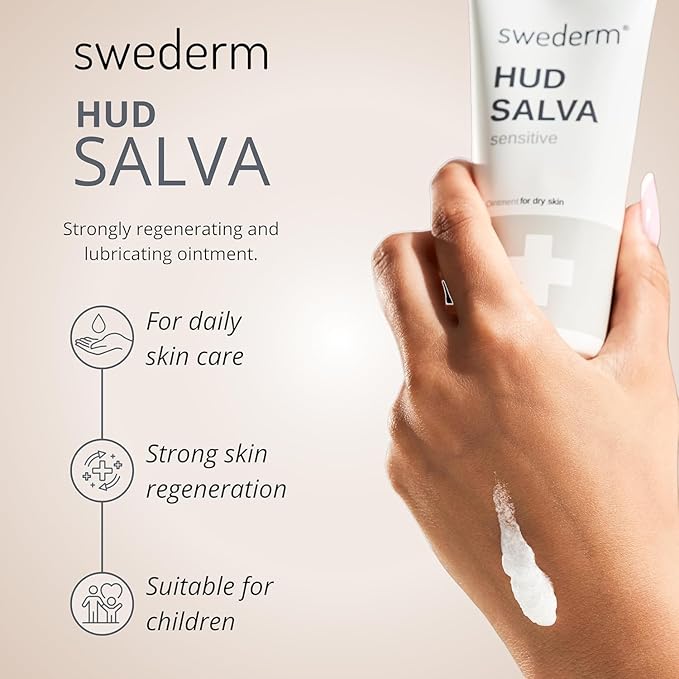 swederm Hudsalva Sensitive 3.38 Oz - Foot and Hand Eczema Cream - Healing Ointment with Glycerine - Full Body Moisturizer for Dry Skin and Callus - Quickly Absorbing - Made in Sweden