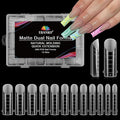 EBANKU 288Pcs Matte Dual Nail Forms, Clear Poly Gel Nail Molds Square Full Cover Coffin Nail Tips Extension Forms for Gel Manicure Nail Art Design Salon&DIY-12 Sizes