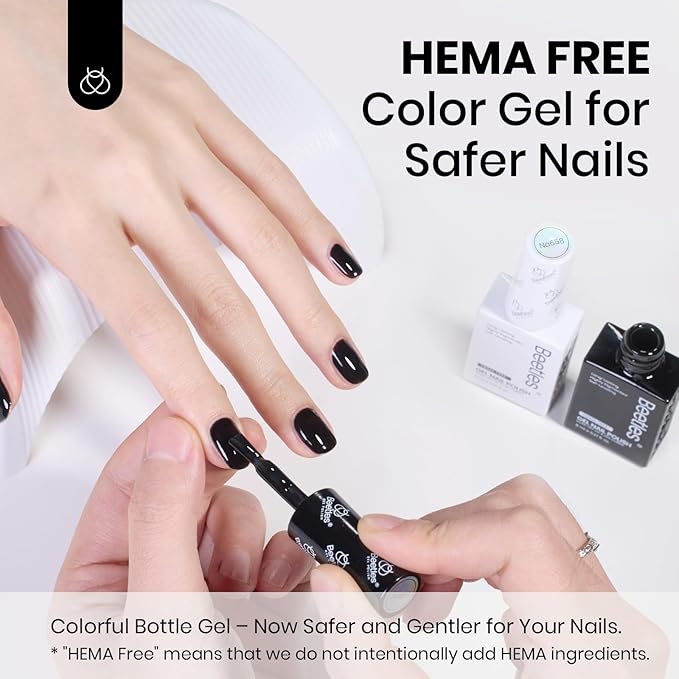 beetles Balck and White Gel Polish - Monochrome Aesthetics Hema-Free Black and White Color Gel Set, 2 Pcs 15ml Polish Soak Off Led French Nail Art Manicure Salon Diy at Home